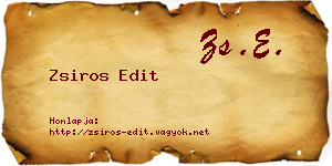 Zsiros Edit névjegykártya